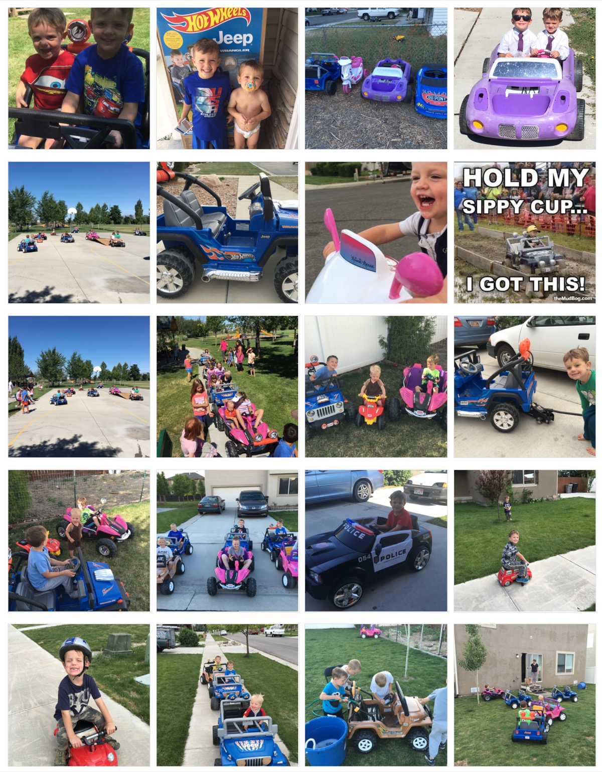 Collage of summer Power Wheels parties